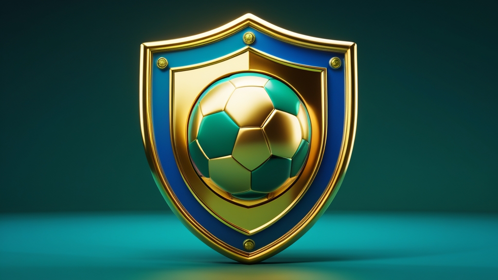 a golden security shield protecting a football