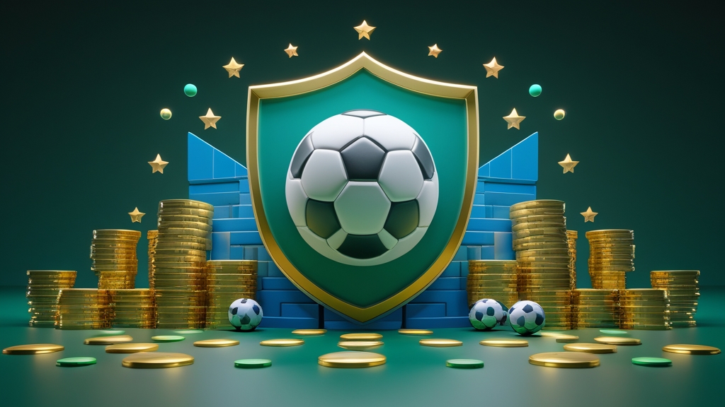 reliable betting house concept with football and shield